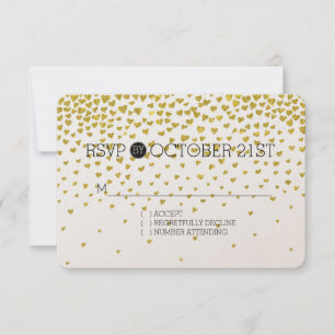 RSVP de Corações de Confetti Dourado