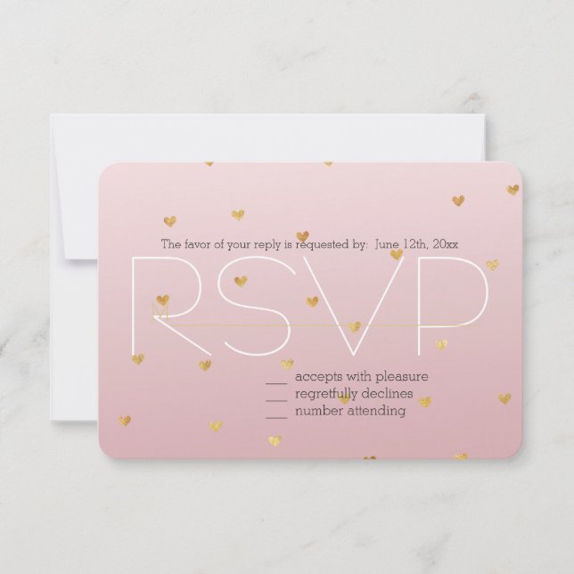 RSVP de Corações do Ombre Rosa Dourado (Frente)