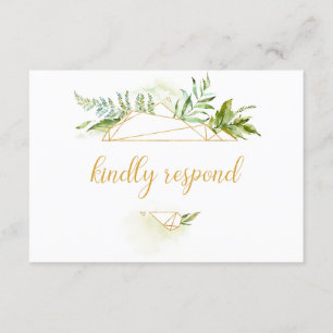 RSVP de Cristal Geométrico Dourado Botânico