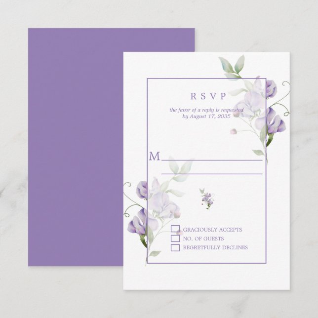RSVP de Ervilhas Doce da lavanda (Frente/Verso)