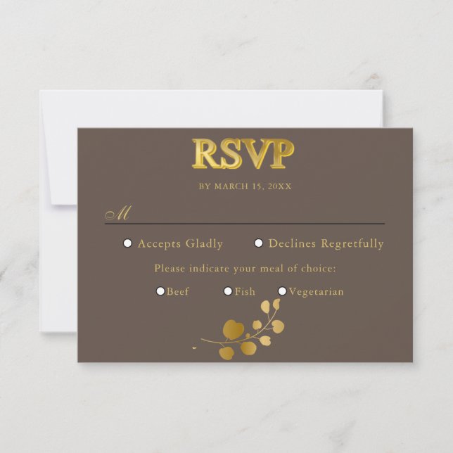 RSVP de Escolha de Refeição do Eucalyptus Dourado (Frente)