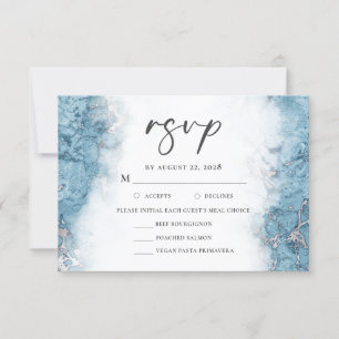 RSVP de Escolha de Refeição do Marble Silver Azul