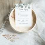 RSVP de Escolha do Menu Casamento Eucalyptus Minim<br><div class="desc">Estes cartões minimalistas de casamento de eucalipto são perfeitos para um casamento rústico. A design apresenta uma coloração aquosa elegante folhas verdes de eucalipto.</div>