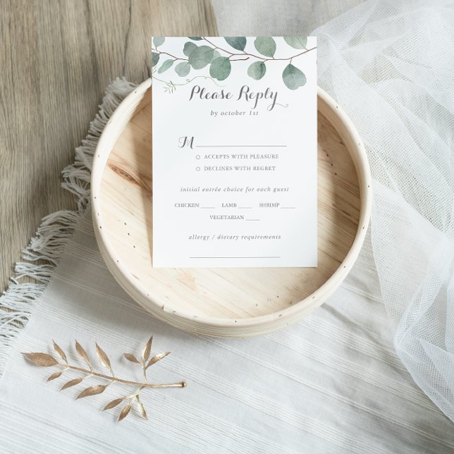 RSVP de Escolha do Menu Casamento Eucalyptus Minim (Criador carregado)
