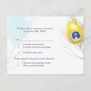 RSVP de Escolha do Menu de Casamento de Penas Simp