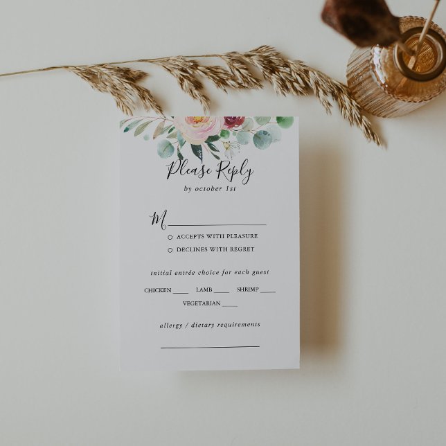 RSVP de Escolha do Menu de Casamento Eucalyptus Co (Criador carregado)