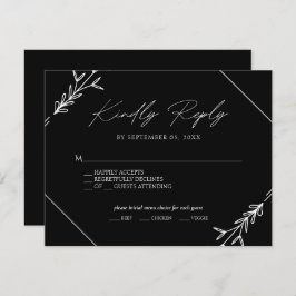 RSVP de Escolha do Menu de Casamento Preto e Branc
