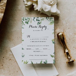 RSVP de Escolha do Menu de Casamento Verde Tropica