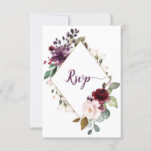 RSVP de Escolha do Menu de Moldura Floral Roxo e V