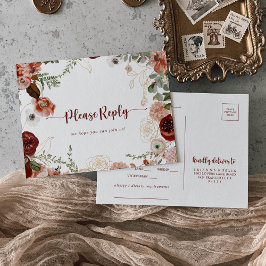 RSVP de Escolha do Menu Floral Colorido Dourado Ru