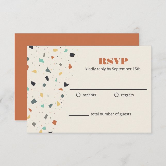 RSVP de Estilo Moderno do Azulejo Confetti (Frente/Verso)