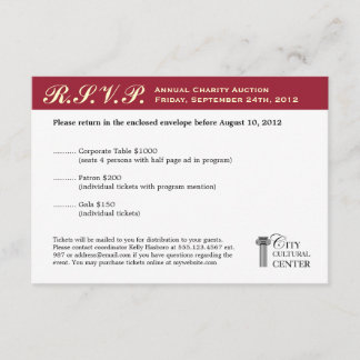 RSVP de eventos de gala comercial Merlot red