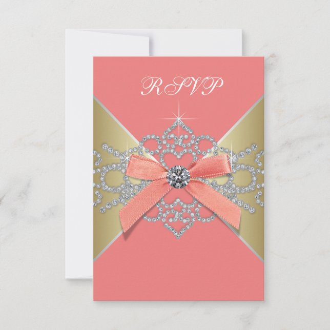 RSVP de Festa de aniversário Dourada de Coral Diam (Frente)