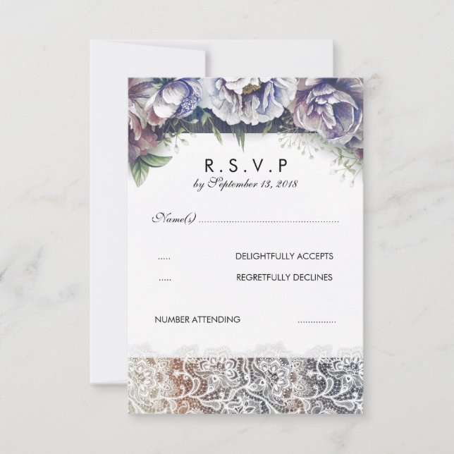 RSVP de Flores de Aquarela e Vintage (Frente)