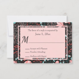 RSVP de Flores Rosa e Teal
