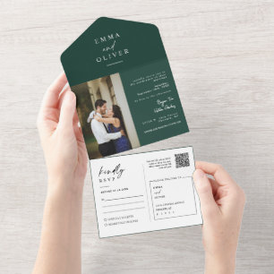 RSVP de Fotografia do Código QR Verde Elegante Mod