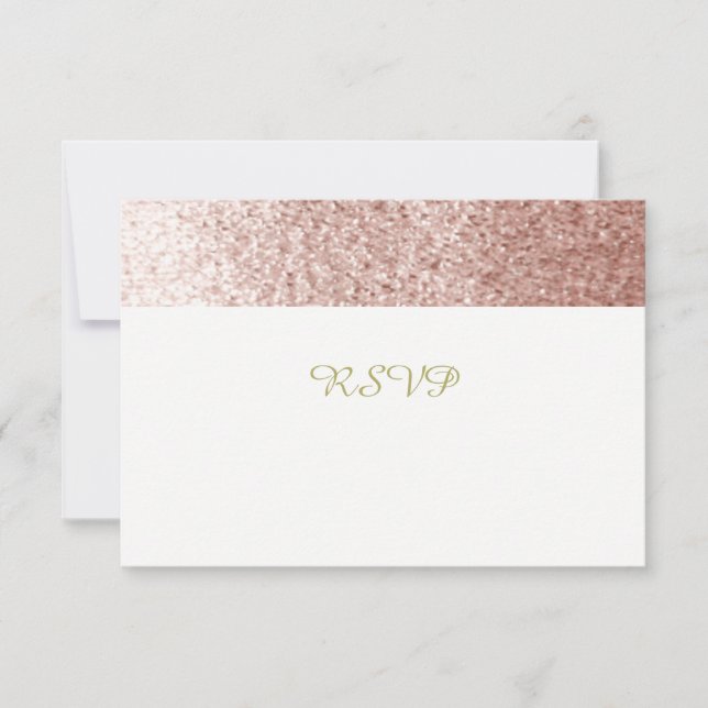 RSVP de Glitter de Faux Dourada do rosa (Frente)