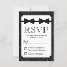 RSVP de Glitter Preto do Gravatas de Arco Duplo