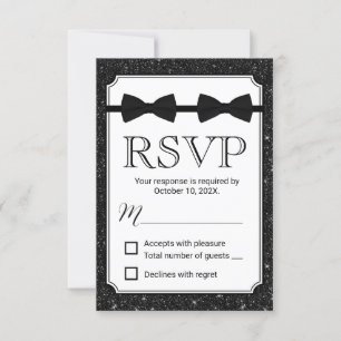 RSVP de Glitter Preto do Gravatas de Arco Duplo