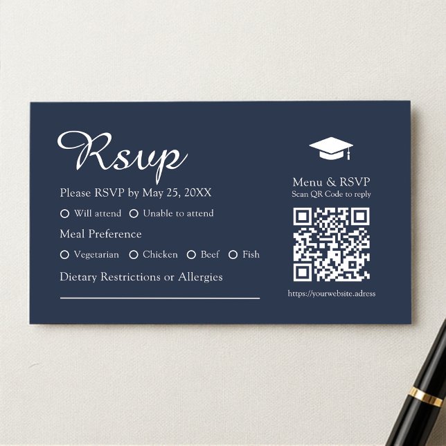 RSVP de Graduação da Escolha do Menu QR Azul do Ma (Criador carregado)