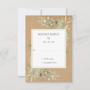 RSVP de Greenery Aquarela Rustic Kraft