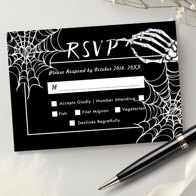 RSVP de Hallowding Elegante de Esqueleto Gótico Pr (Criador carregado)