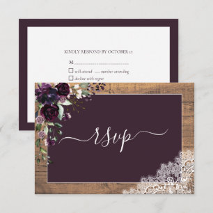 RSVP de Lace de Madeira de Raça Floral Roxo de Pl