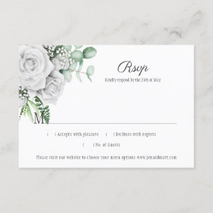 RSVP de Latice Eucalyptus Roses Brancas