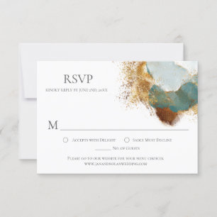RSVP de Lavagem em Branco Dourado Moderno