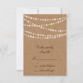 RSVP de Luzes Brilhantes no Burlap
