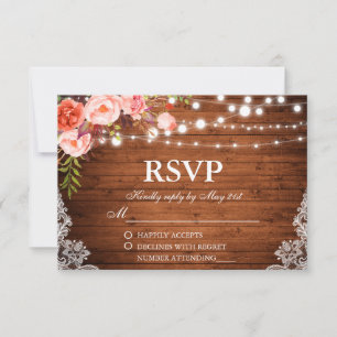 RSVP de Luzes Florais de Madeira de Casamento Russ