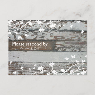 RSVP de Madeira Antiga com envelope — branco