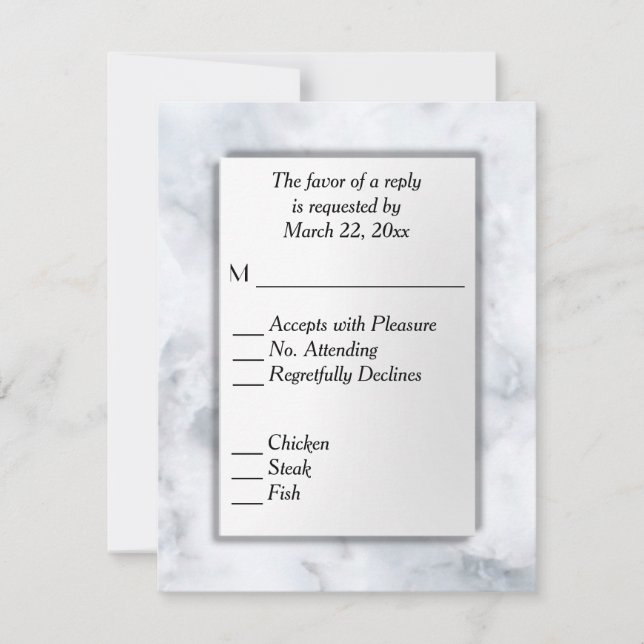RSVP de Marble Branco com opção de menu (Frente)