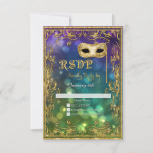 RSVP de Máscara de Mascarada do do Mardi Gras Dour