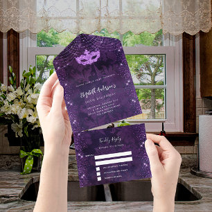 RSVP de Máscara Rroxa de aniversário de mascarada
