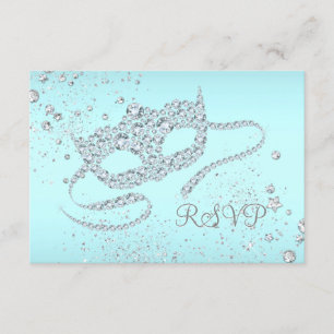 RSVP de Mascarada de Festa de Máscara de Azul Teal