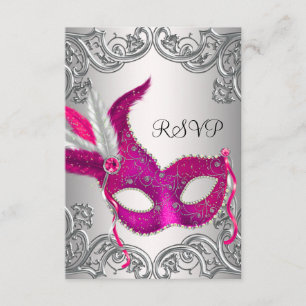 RSVP de Mascarada de Festa de Máscara Rosa-Quente
