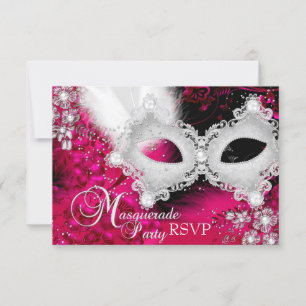 RSVP de Mascarada de Máscara Branca cor-de-rosa