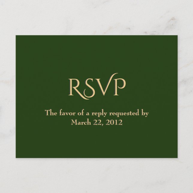 RSVP de Menu Dourado e Verde do Hunter (Frente)