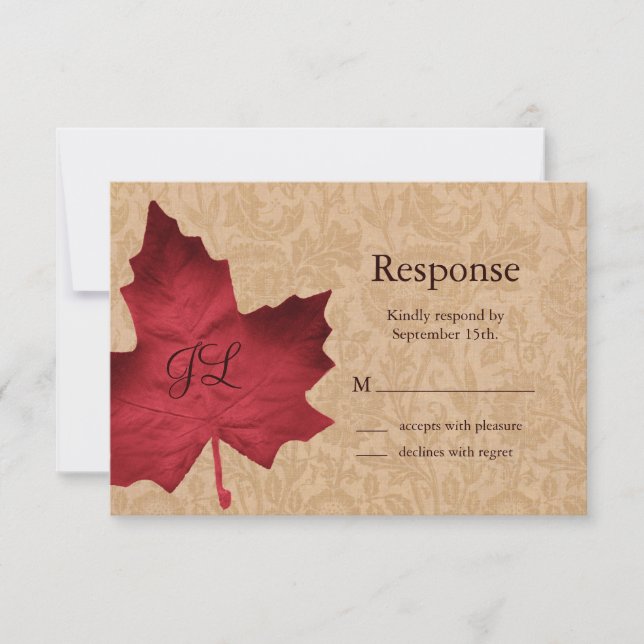 RSVP de Monograma de Vintagem Vermelha (Frente)