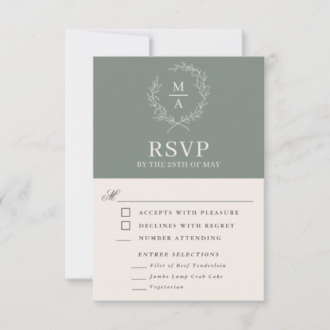 RSVP de Monograma Elegante Simples e Profundo com  (Frente)