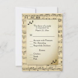 RSVP de Música de Folha Antiga com Opções de Menu