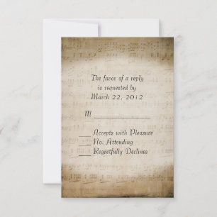 RSVP de Música de Folha para Convites de casamento