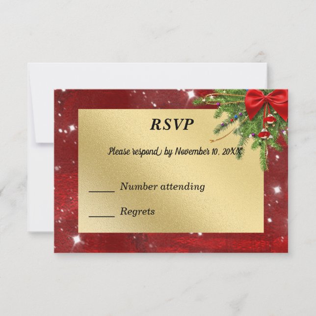 RSVP de Natal Dourado e Vermelho (Frente)