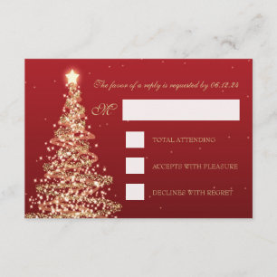 RSVP de Natal Elegante Vermelho Dourado
