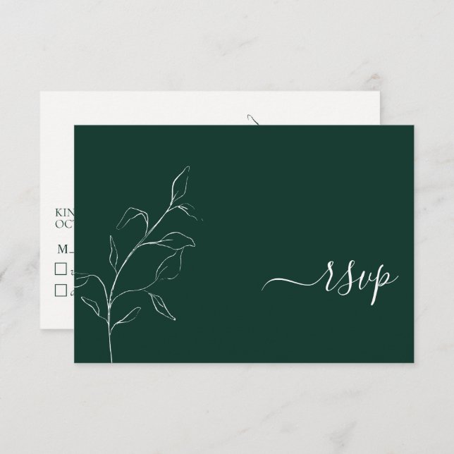 RSVP de Nenhum Menu do Script Verde Moderno Emeral (Frente/Verso)