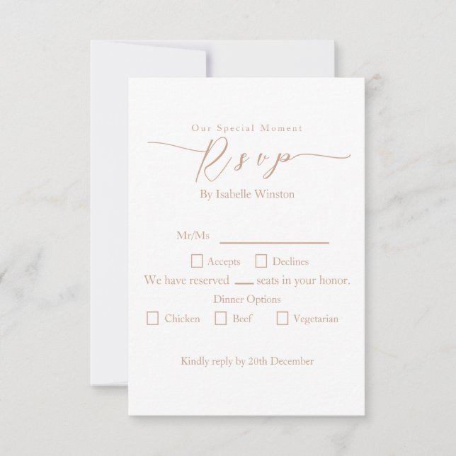 RSVP de Opção de Janto de Casamento de Rosa de Chi (Frente)
