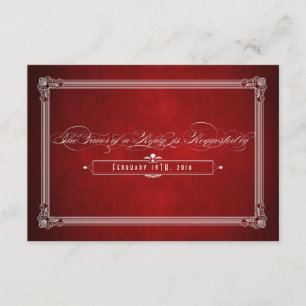 RSVP de opções de refeição Red & Silver do estilo 