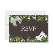 RSVP de Ornamento de Prata e Casamento de Natal