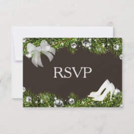 RSVP de Ornamento de Prata e Casamento de Natal
